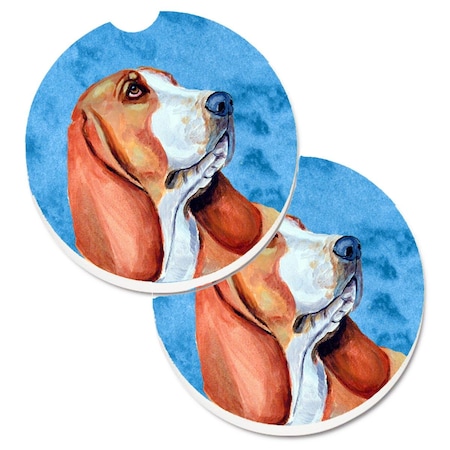 Carolines Treasures Blue Basset Hound  Cup Holder Car Coaster, PK2 LH9377BUCARC